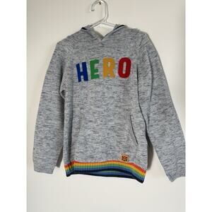 S. Oliver Boys Size 6-7 Hero Print Sweater Long Sleeve Rainbow Hoodie Pullover
